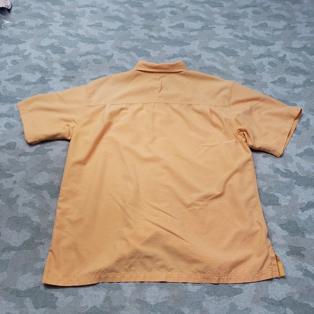 The North Face Shirt Mens Large Orange Pockets Short Sleeve‎ Button Up